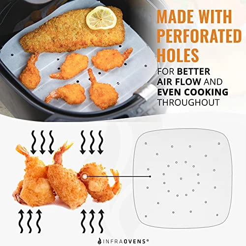 Ir Fryer Parchment Paper Liners Compatible With Chefman, Cosori, Dash, Nuwave®, Philips And More | Bleached Square Perforated Air Fryer Liners For Pans, Trays And Air Fryer Baskets - Image 5