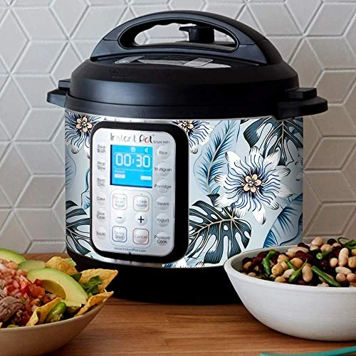 Wrap For Instant Pot Smart Wifi 6 Quart | Fits InstaPot SmartWifi 6QT | Tropical Flowers Paradise Blue Hue - Image 2