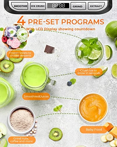 Syvio Blenders For Kitchen, Smoothie Blender 1450W With 4 Presets And 68 Oz Tritan Container, Blender For Shakes And Smoothies, Crushing Ice, Frozen Fruits - Image 2