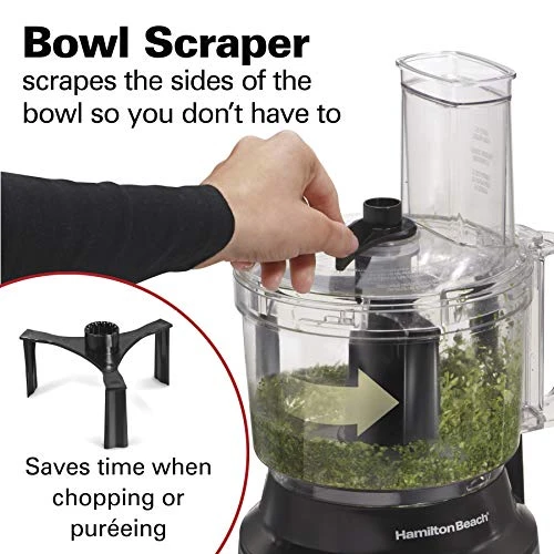 Hamilton Beach Food Processor & Vegetable Chopper For Slicing, Shredding, Mincing, And Puree, 10 Cups + Easy Clean Bowl Scraper, Stainless Steel (70730) - Image 2