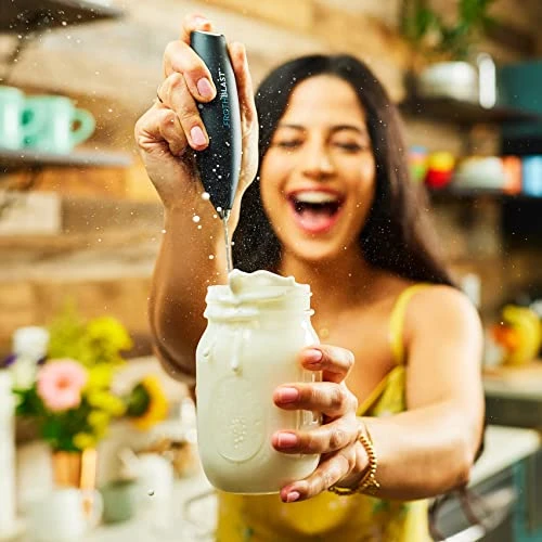 ™ Milk Frother Handheld For Coffee {Foam Maker} Electric Whisk Drink Mixer For Lattes, Cappuccino, Frappe, Matcha, Hot Chocolate (Black) - Image 2