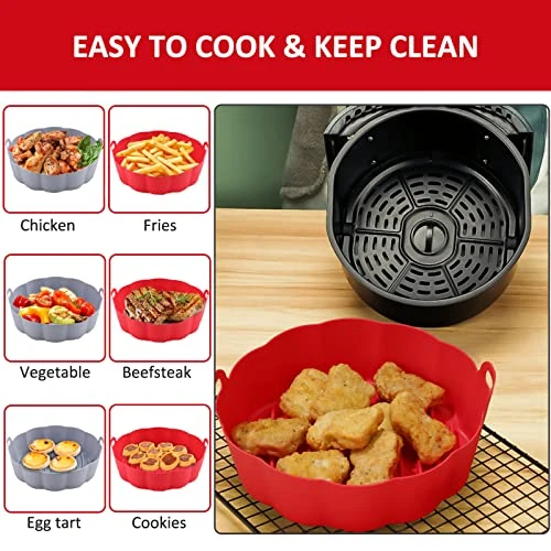 Eidsefe Air Fryer Silicone Liners, 2PCS 7.5" Food Grade Reusable Air Fryer Liner, Easy Cleaning Fits 3-5QT Airfryer Accessories - Image 3