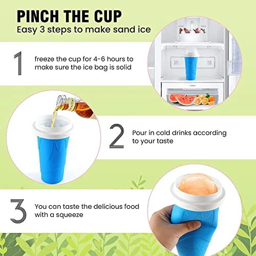 Slushie Cup Slushy Maker Ice Cup Silica Cup Pinch Cup Summer Cooler Smoothies Cup Double Layer Squeeze Cup Slush Maker Cup Smoothie Cup - Image 4