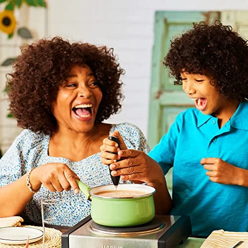 ™ Milk Frother Handheld For Coffee {Foam Maker} Electric Whisk Drink Mixer For Lattes, Cappuccino, Frappe, Matcha, Hot Chocolate (Black) - Image 4