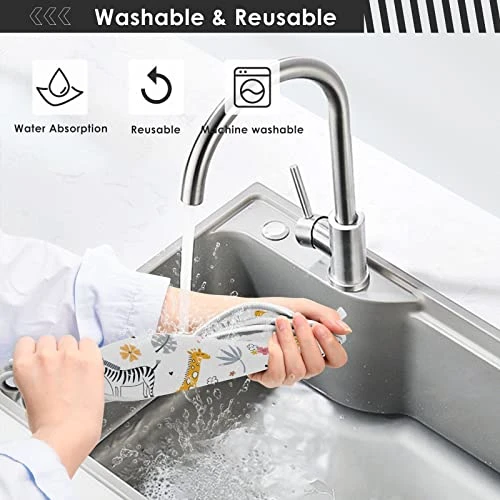 Kcldeci 2 Pack Faucet Mat Splash Guard For Kitchen Sink,Cute Zebra Giraffe And 23x5 Inch Faucet Handle Drip Catcher Tray Absorbent Mat Fast Dry Mat For Kitchen, Bathroom - Image 6