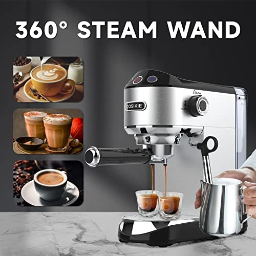 Espresso Coffee Maker, Espresso Machine With Milk Frother Steam Wand, 15 Bar Fast Heating Espresso Machines For Home, Stainless Steel Compact Latte Cappuccino Machine, Gifts For Mom And Dad - Image 4