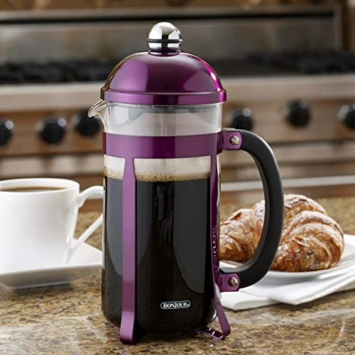 Maximus French Press Coffee Maker, 8 Cup, Purple - Image 2