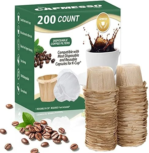Disposable Coffee Paper Filters Replacement Kerig Filter Compatible With Reusable Single Serve Pods Keurig Coffee Maker-300 Count (Natural) - Image 5