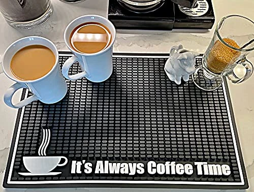 Premium Coffee Mat 18in X 12in. 1cm Thick Durable Kitchen Counter-Coffee Bar Accessories Fit Under Coffee Maker Coffee Pot Espresso Machine Mat - Image 6