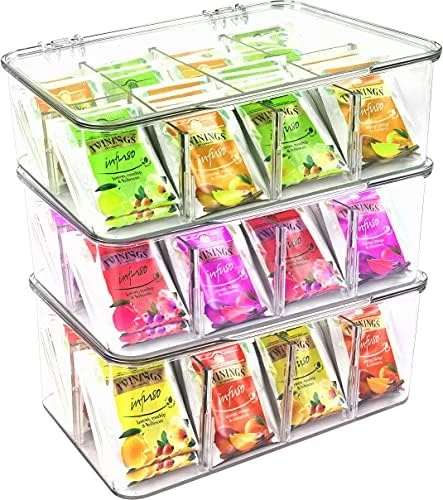 Utopia Home (3 Pack) Tea Bag Organizer - Stackable Tea Bag Storage Organizer With Clear Top Lid- Tea Bag Holder For Counter Tops, Kitchen Cabinets, Pantry, Sweeteners (Clear) - Image 11