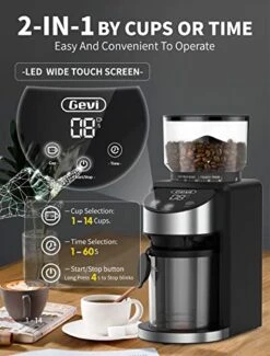 Burr Coffee Grinder, Adjustable Burr Mill With 35 Precise Grind Settings, Electric Coffee Grinder For Espresso/Drip/Percolator/French Press/American/Turkish Coffee Makers, 120V/200W, Black