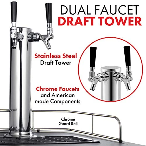 Kegco HBK309S-2K Full-Size Digital Homebrew Kegerator Dual Faucet Stainless With Ball Lock Keg - Image 3