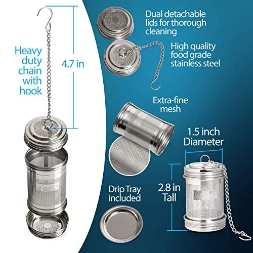 Ea Ball Infuser For Loose Tea 2 PACK Stainless Steel Filters Trainer With Double Screw Threaded Connection For Easy Cleaning Extra Fine Mesh Tea Ball Infuser Brew Tea, Spices & Seasonings - Image 2