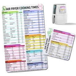 Air Fryer Magnetic Cheat Sheet Set, Cook Times Chart Air Fryer Accessories Magnet Sheet Quick Reference Guide For Cooking And Frying, Easy To Use, Excellent Kitchen Assistant, White