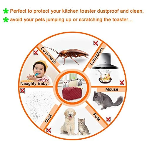 4 Slice Toaster Cover, Kitchen Small Appliance Cover Fingerprint And Greasy Protection, Machine Washable Polyester Toaster Dustproof Cover (Red) - Image 5