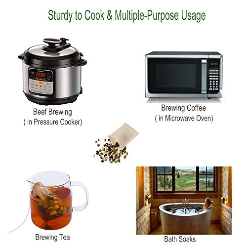 Eco-Fil Disposable Tea Filter Bags For Loose Tea, Wood Pulp Material, Biodegradable And Compostable, Unbleached Empty Tea Infuser Sachets With Drawstring, 100 Pack (3.2inch X 4.0inch) - Image 3