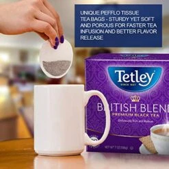 Tetley British Blend Premium Black Tea, Rainforest Alliance Certified, 80 Tea Bags (Pack Of 4)