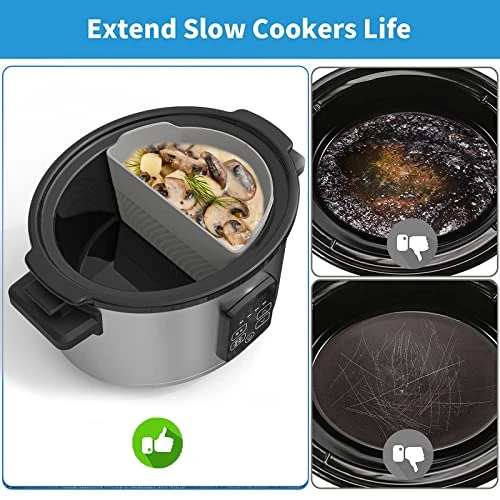 Low Cooker Divider Liners Silicone Fit Oval CrockPot 6-8 Quart,Food-Grade Material,BPA Free,Reusable,Leakproof,Dishwasher Safe,Cooking Liner For Hamilton Beach,Elite Gourmet,Bella Divider Insert - Image 4