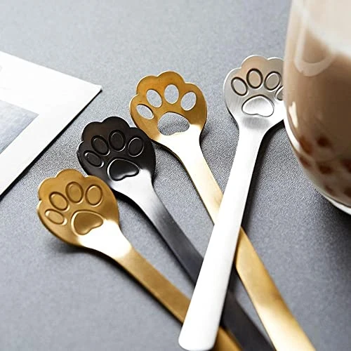 GENERIC 1/4Pcs Cat Dog Claws Coffee Spoons,Cute Cat Dog Paw Claw Stainless Steel Teaspoon Coffee Sugar Ice Cream Cake Stirring Spoon(4Pcs,silver) - Image 3