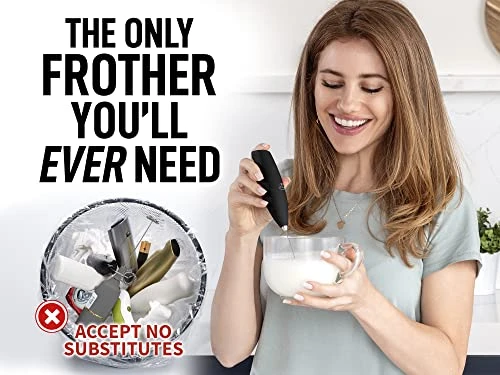 Powerful Milk Frother For Coffee With Upgraded Titanium Motor - Handheld Frother Electric Whisk, Milk Foamer, Mini Blender And Electric Mixer Coffee Frother For Frappe, Matcha, No Stand - Black - Image 4