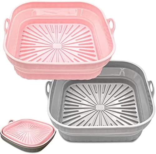 Air Fryer Silicone Liners,2Pack 7.5inch Reusable Air Fryer Silicone Basket Heat Resistant Easy Cleaning Air Fryers Silicone Pot Round For 3 To 5 Qt For Air Fryer Oven Accessories (Blue+Red) - Image 7