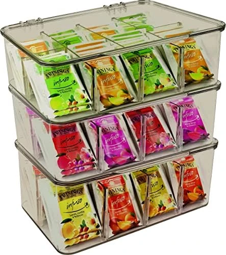 Utopia Home (3 Pack) Tea Bag Organizer - Stackable Tea Bag Storage Organizer With Clear Top Lid- Tea Bag Holder For Counter Tops, Kitchen Cabinets, Pantry, Sweeteners (Clear) - Image 10