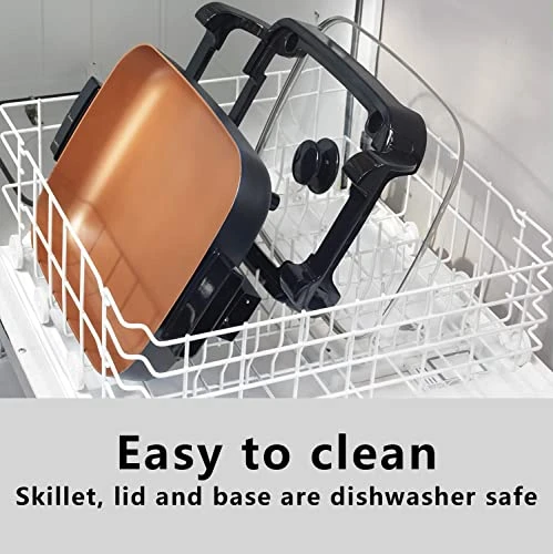 12x15" Nonstick Ceramic Electric Skillet - With Removable Pan, Adjustable Temperature, Reversible Design - Image 3