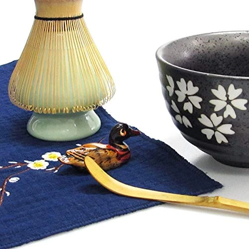 Japanese Matcha Tea Set, Matcha Whisk, Traditional Scoop, Matcha Bowl, Black Bamboo Tray, Ceramic Whisk Holder, Matcha Caddy, Handmade Matcha Ceremony Kit For Japanese Tea Ceremony (10Pcs) - Image 3