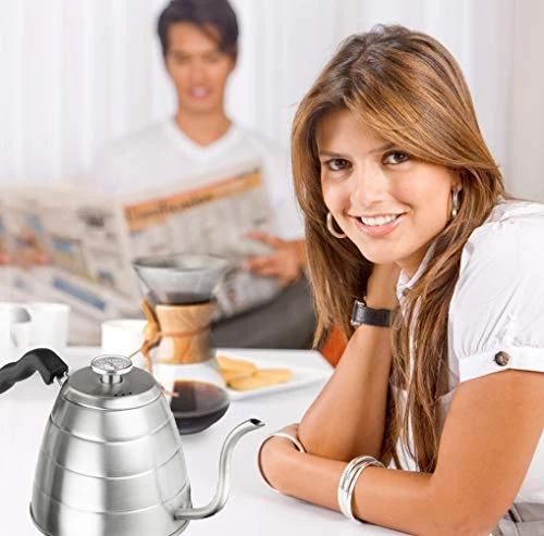 Brewello Gooseneck Kettle - Pour-Over Coffee Kettle With Built-in Thermometer And Triple-Layer Base (40-Ounce/1.2Liter) Stainless Steel Kettle For Baristas And Home Coffee Brewing Enthusiasts - Image 6