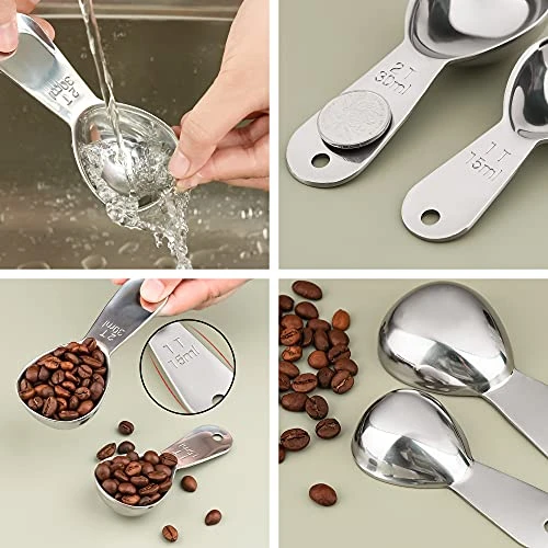 Coffee Scoops Set Of 4, Stainless Steel Coffee Scoops, 2 Coffee Tablespoons (30ml), 2 Measuring Tablespoons (15ml) Coffee Measuring Spoons For Tea, Sugar, Spice Ect (2x15ml+2x30ml Scoops) - Image 6