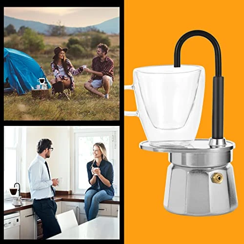 -Mini Express Swiss Single Tube Moka Pot Aluminum Sliver,Moka Set Includes One Double Wall 3oz Cup,Enjoy Delicious Coffee In No Time - Image 4