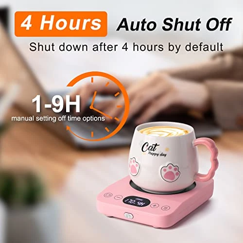 Coffee Mug Warmer & Cute Cat Mug Set, Electric Coffee Warmer For Desk With 9 Temp Setting (Up To 180℉/ 80℃), 1-9 Timer Smart Cup Warmer Plate For Beverage Milk Tea, Gravity Induction Auto ON/Off - Image 2
