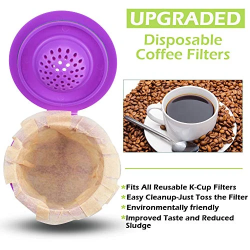 Disposable Coffee Paper Filters Replacement Kerig Filter Compatible With Reusable Single Serve Pods Keurig Coffee Maker-300 Count (Natural) - Image 3