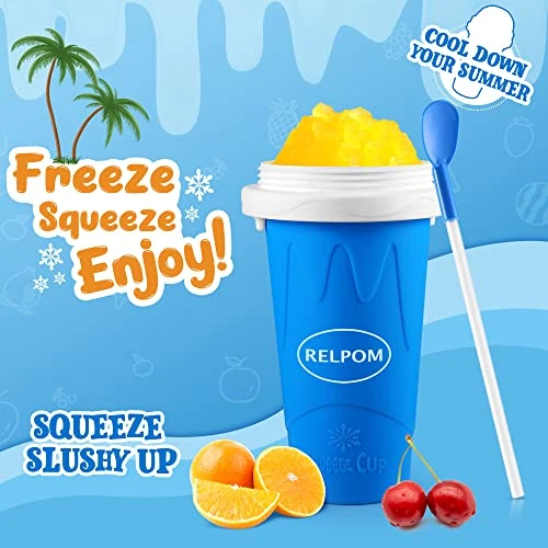 ® Slushie Maker Cup, TIK TOK Magic Quick Frozen Smoothies Cup, Cooling Cup, Double Layer Squeeze Slushy Maker Cup, Cool Stuff Birthday Gifts For Kids (Blue) - Image 5