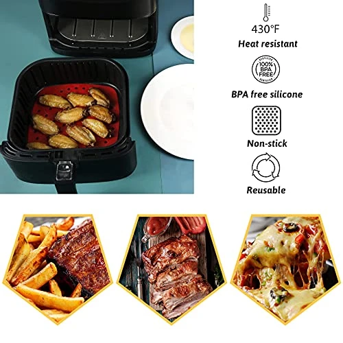 Air Fryer Silicone Liners,2 Pack 8.5 Inch Reusable Food-Grade Silicone Mat, Non-stick Heat Resistant Air Fryer Accessories - Image 3