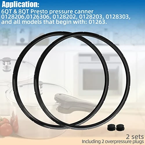 2 Pack Replacement Presto Pressure Cooker Sealing Ring Gasket/Gasket & Overpressure Plug (2 Sets Per Pack) - Part 09924 Fits Various 6 & 8 Quart Presto Models - Image 4