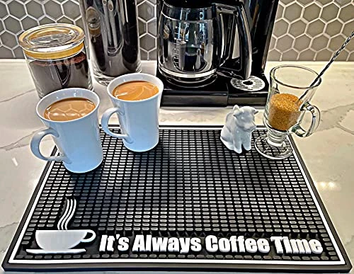 Premium Coffee Mat 18in X 12in. 1cm Thick Durable Kitchen Counter-Coffee Bar Accessories Fit Under Coffee Maker Coffee Pot Espresso Machine Mat - Image 4