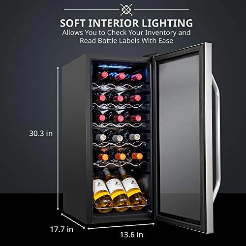 18 Bottle Compressor Wine Cooler Refrigerator W/Lock | Large Freestanding Wine Cellar For Red, White, Champagne Or Sparkling Wine | 41f-64f Digital Temperature Control Fridge Stainless Steel - Image 3