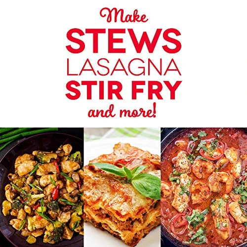 Dash Family Size Electric Skillet With 14 Inch Nonstick Surface + Recipe Book For Pizza, Burgers, Cookies, Fajitas, Breakfast & More, 20 Cup Capacity, 1400-Watt - Red - Image 3