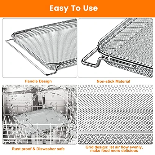 Replacement Air Fry Basket For Ninja Foodi DT251 Air Fryer Oven,Stainless Steel Air Fryer Basket Accessories For Ninja Foodi DT201,DT200 For Ninja Foodi 10-in-1 Smart XL Air Fry Oven - Image 2