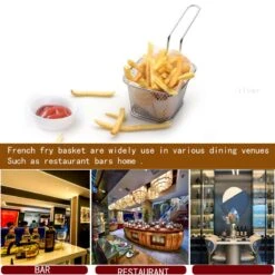 8pcs Mini Square Fry Bakests French Fries Basket 4.1x3.3x2.6Inches Table Serving Frying Chips Baskets, French Fry Holder For Kitchen Restaurant Party Barbecue(Silver)