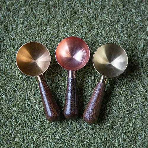 Stainless Steel Coffee Scoop, Semicircle, With Wenge Handle (Mirror Polish)
