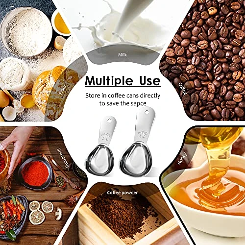 Coffee Scoops Set Of 4, Stainless Steel Coffee Scoops, 2 Coffee Tablespoons (30ml), 2 Measuring Tablespoons (15ml) Coffee Measuring Spoons For Tea, Sugar, Spice Ect (2x15ml+2x30ml Scoops) - Image 5