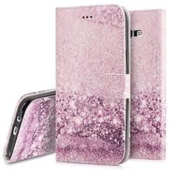 Galaxy J7 Case,Galaxy J7 Flip Case - PHEZEN Samsung Galaxy J7 Wallet Case - Rose Gold Sand Creative Design PU Leather Flip Cover Stand Folio Protective Cover Case With Card Slot